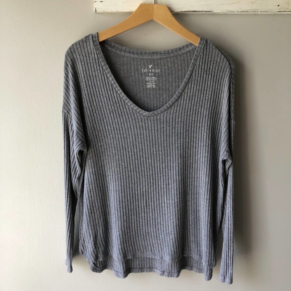 American Eagle Outfitters | Tops | American Eagle Soft Sexy Ribbed Grey Shirt | Poshmark